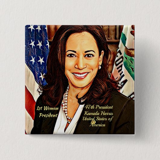 Kamala-Harris-47th-President-USA_ Vierkante Button 5,1 Cm (Voorkant)