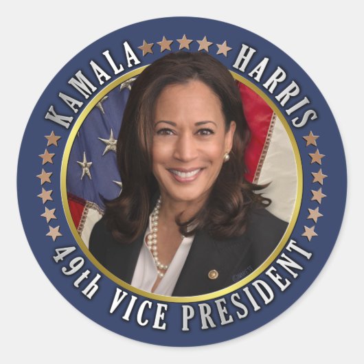 Kamala Harris 49e herdenkingsdag van het vicepremi Ronde Sticker (Voorkant)