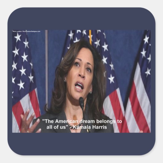 Kamala Harris & Amerikaanse Droom Quote Stickers (Voorkant)