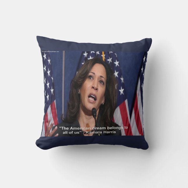 Kamala Harris & Amerikaanse Droom Quote Worp Kusse Kussen (Voorkant)