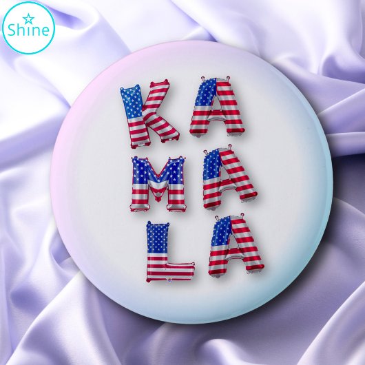 Kamala Harris Amerikaanse vlag ballon alfabetten S Ronde Button 5,7 Cm