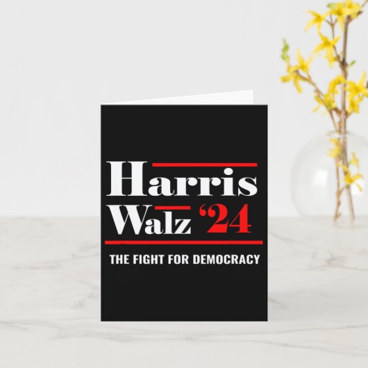 Kamala Harris &amp; Tim Walz 2024 Kaart (Gele Bloem)