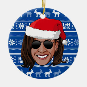 Kamala Harris Aviators Holiday Keramisch Ornament