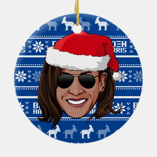 Kamala Harris Aviators Holiday Keramisch Ornament (Achterkant)