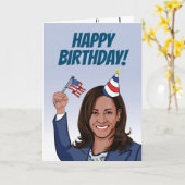 Kamala Harris Birthday Kaart (Gele Bloem)