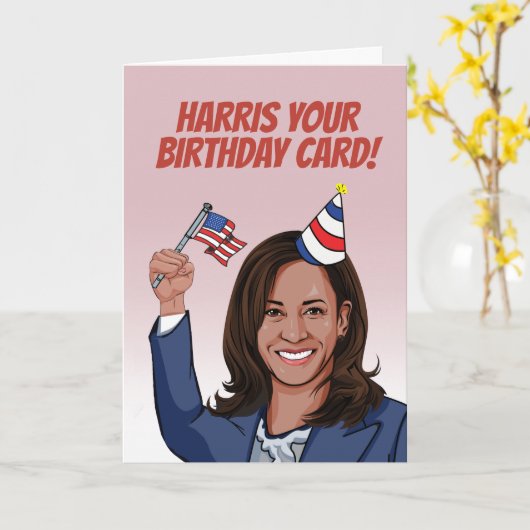 Kamala Harris Birthday Kaart (Gele Bloem)