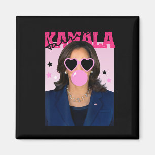 Kamala Harris Blowing Bubble Gum Pink Sungles Kama Magneet