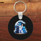 Kamala Harris Blue Cats Wave Cat Owners Cat Lovers Sleutelhanger (Voorkant)