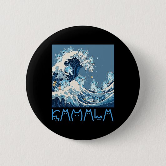 Kamala Harris Blue Cats Wave - grappig voor katten Ronde Button 5,7 Cm (Voorkant)