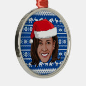 Kamala Harris Blue Holiday Ceramic Ornament (Rechts)