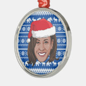 Kamala Harris Blue Holiday Ceramic Ornament (Links)