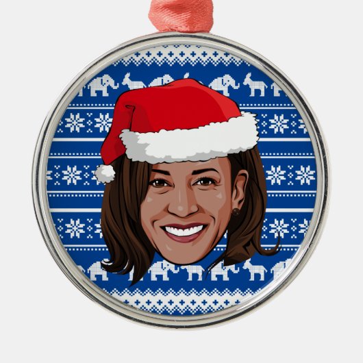 Kamala Harris Blue Holiday Ceramic Ornament (Voorkant)