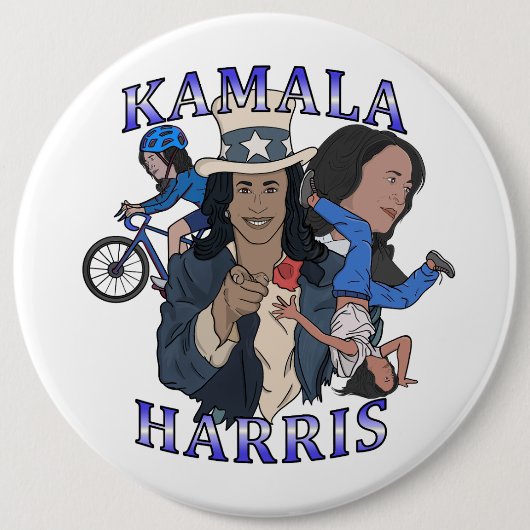 Kamala Harris Bootleg Rap Stijl Verkiezingen Ronde Button 6,0 Cm (Voorkant)