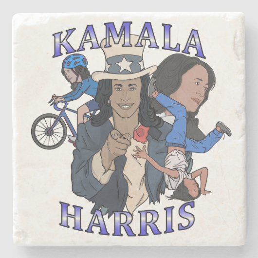 Kamala Harris Bootleg Rap Stijl Verkiezingen Stenen Onderzetter (Voorkant)