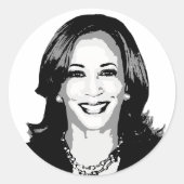 Kamala Harris Bust Ronde Sticker (Voorkant)