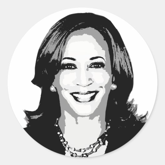 Kamala Harris Bust Ronde Sticker (Voorkant)