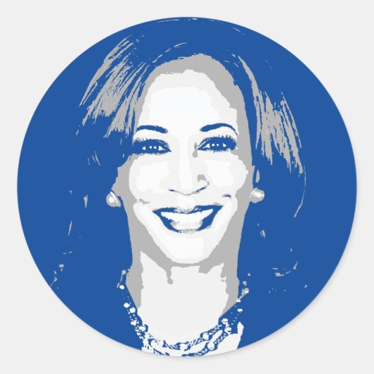 Kamala Harris Bust Ronde Sticker (Voorkant)