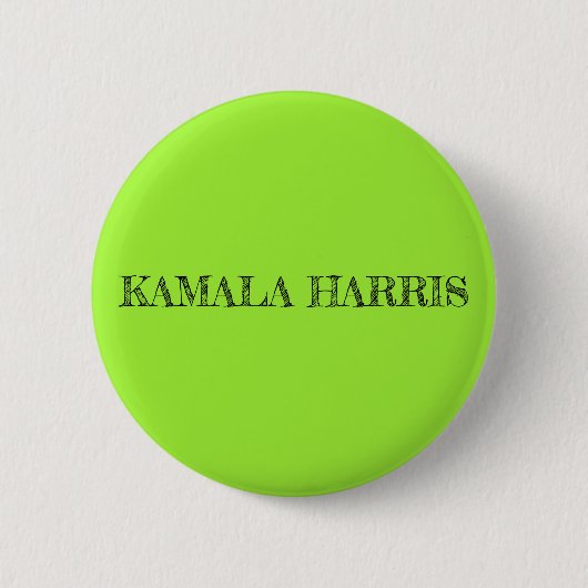 Kamala Harris Button in Lime Green (Voorkant)