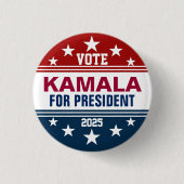 Kamala Harris Button rood, wit blauw (Voorkant)