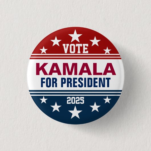 Kamala Harris Button rood, wit blauw (Voorkant)