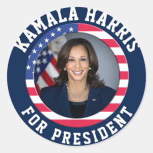 Kamala Harris campagnefoto Ronde Sticker