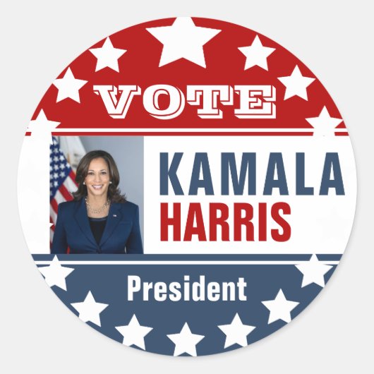 Kamala Harris Campaign Classic Round Sticker (Voorkant)