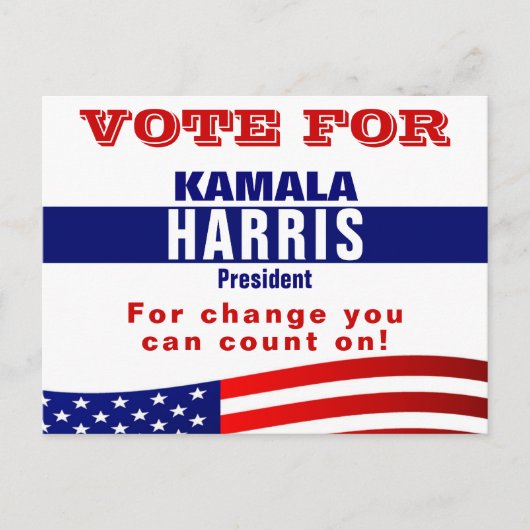 Kamala Harris Campaign Election Sjabloon Briefkaar Briefkaart (Voorkant)