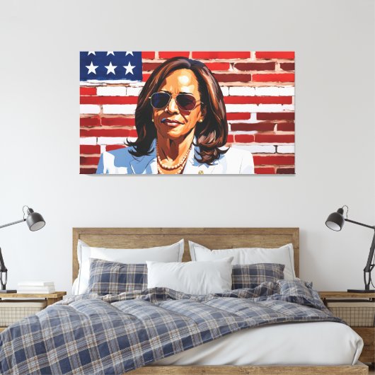 KAMALA HARRIS CANVAS AFDRUK (Insitu (Slaapkamer))