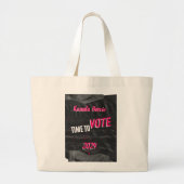 Kamala Harris Canvas tas. Breed (9 cm) Grote Tote Bag (Voorkant)
