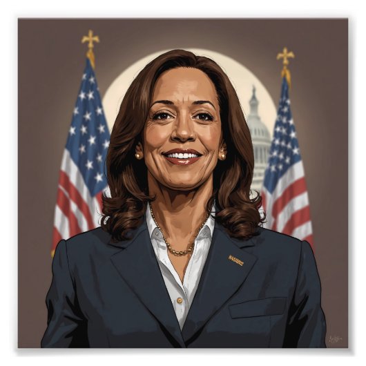 Kamala Harris Cartoon Foto Afdruk (Voorkant)