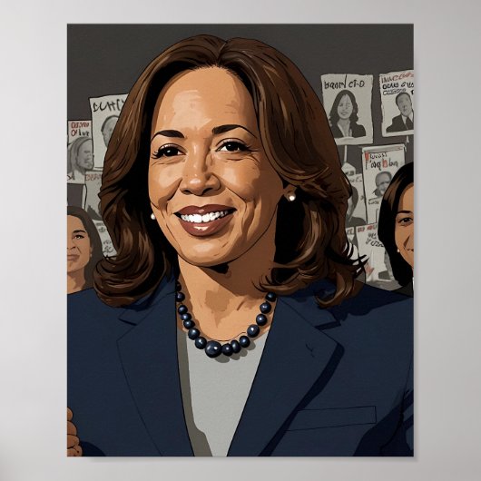 Kamala Harris Cartoon Poster (Voorkant)