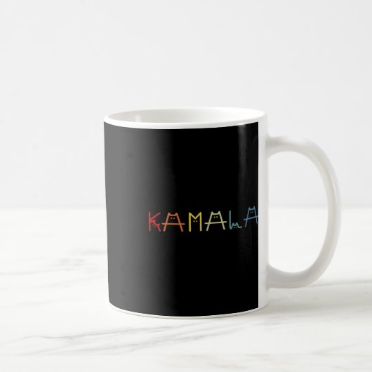 Kamala Harris Cat belettering Positief Grappig Koffiemok (Rechts)