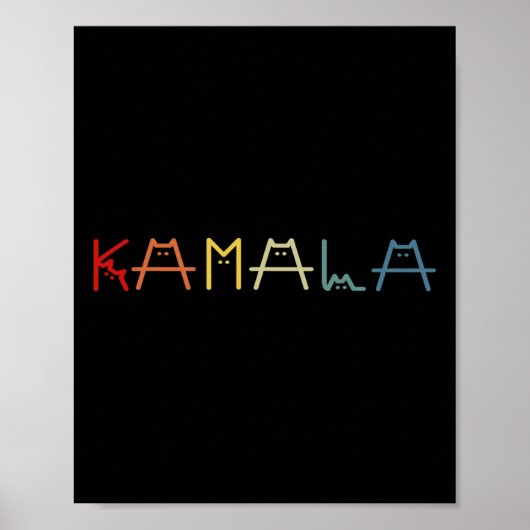 Kamala Harris Cat belettering Positief Grappig Poster (Voorkant)