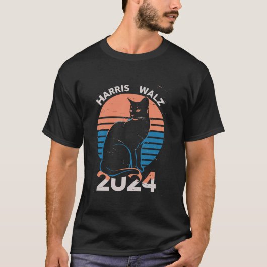 Kamala Harris Cat Harris Walz 2024 T Shirt (Voorkant)