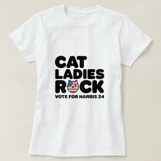 KAMALA HARRIS CAT LADIES ROCK! T-shirt (Design voorkant)