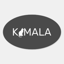 Kamala Harris Cat Lady, Cat dames houden van Kamal Ovale Sticker