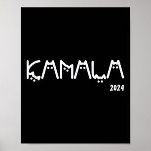 Kamala Harris Cat Lettering Positief Grappig Poster