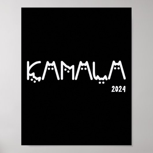 Kamala Harris Cat Lettering Positief Grappig Poster (Voorkant)