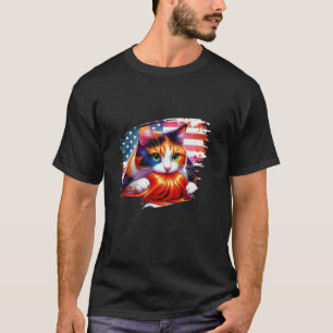 Kamala Harris Cat met een Oranje pruik Funny Cat L T-shirt