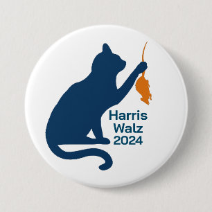 Kamala Harris Cat w Oranje Rat Ronde Button 7,6 Cm