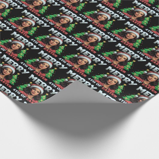 Kamala Harris Christmas Black Cadeaupapier (Hoek)