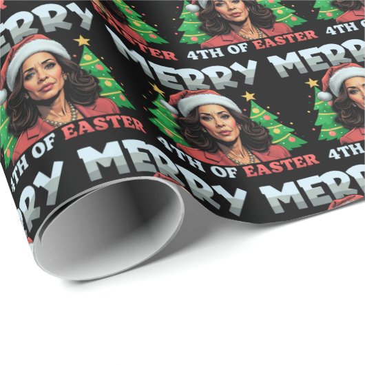 Kamala Harris Christmas Black Cadeaupapier (Rol Hoek)