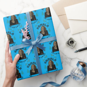 Kamala Harris Christmas Blue Cadeaupapier