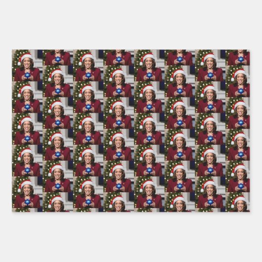 Kamala Harris Christmas Gift Wrap Inpakpapier Vel (Voorkant)