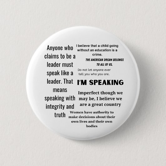 Kamala Harris citeert, Anti Trump Word Cloud Ronde Button 5,7 Cm (Voorkant)