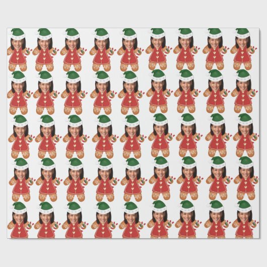 Kamala Harris Custom Face Foto Gingerbread Vrouw Cadeaupapier (Vlak)