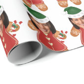 Kamala Harris Custom Face Foto Gingerbread Vrouw Cadeaupapier (Rol Hoek)