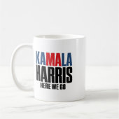 Kamala Harris, daar gaan we. Kamala voor Heren & K Koffiemok (Links)