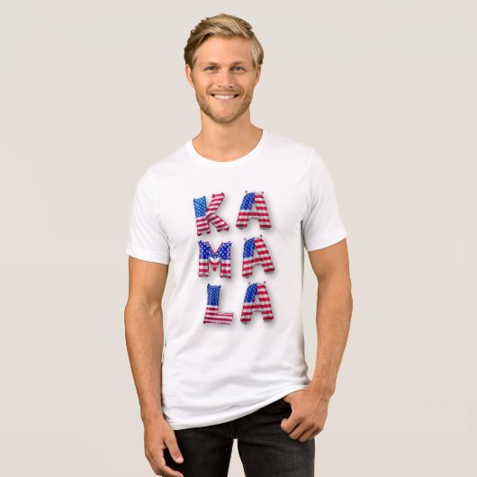 Kamala Harris Democraten VS Vlag Ballon Alfabetten Tri-Blend Shirt (Voorkant volledig)
