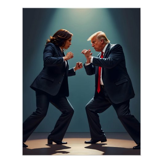 Kamala Harris Donald Trump Vechten 2024 Perfect Poster (Voorkant)
